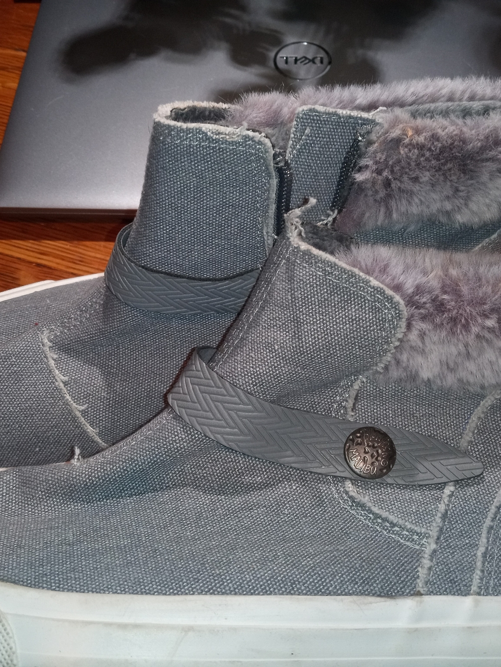Blowfish Gray Faux Fur Lined Ankle Boots
